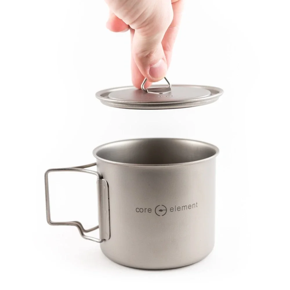 100% Titanium Cookware Set of 2 Mug 18oz 550ml Cup Mug Ultralight with Pouch